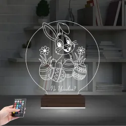 Paskalya Tavşan Yumurta Çocuk Odası Kişiye Özel 3D Lamba - Masa Gece Lambası