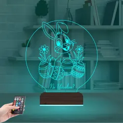 Paskalya Tavşan Yumurta Çocuk Odası Kişiye Özel 3D Lamba - Masa Gece Lambası