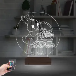 Paskalya Tavşan Yumurta Çocuk Odası Kişiye Özel 3D Lamba - Masa Gece Lambası