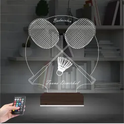 Badminton Bedminton Kişiye Özel 3D Lamba - Masa Gece Lambası