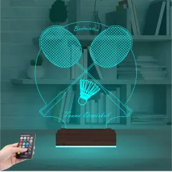Badminton Bedminton Kişiye Özel 3D Lamba - Masa Gece Lambası
