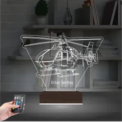 Helikopter Pilot Asker Hediye Kişiye Özel 3D Lamba - Masa Gece Lambası