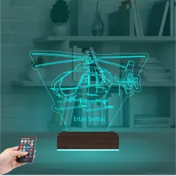 Helikopter Pilot Asker Hediye Kişiye Özel 3D Lamba - Masa Gece Lambası