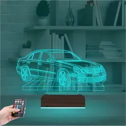 Mercedes Araba C Seri Kişiye Özel 3D Lamba - Masa Gece Lambası