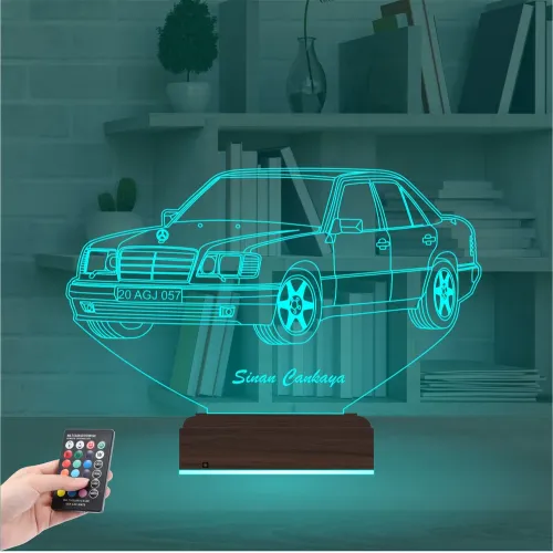 Mercedes Araba E Seri Kişiye Özel 3D Lamba - Masa Gece Lambası