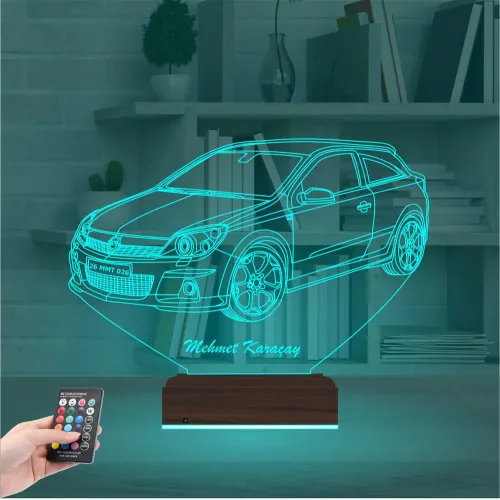 Opel Astra Araba Kişiye Özel 3D Lamba - Masa Gece Lambası