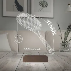 Tenis Raketi Tenisçi Tasarım Kişiye Özel 3D Lamba - Masa Gece Lambası