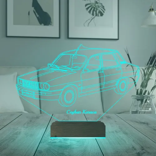 Renault 12 Klasik Araba Kişiye Özel 3D Lamba - Masa Gece Lambası