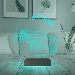 Off Road Arazi Aracı Jeep Tasarım Kişiye Özel 3D Lamba - Masa Gece Lambası