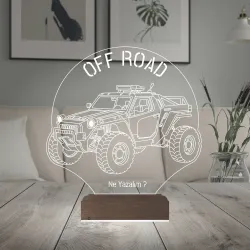 Off Road Arazi Aracı Jeep Tasarım Kişiye Özel 3D Lamba - Masa Gece Lambası
