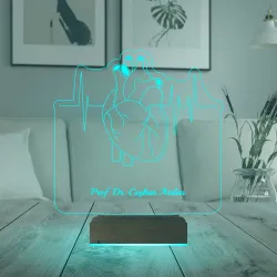 Kalp Cerrah Tıp Tasarım Doktora Hediye Kişiye Özel 3D Lamba - Masa Gece Lambası