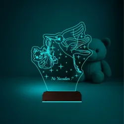 Çocuk Odası Hediye Leylek Bebek Tasarım Kişiye Özel 3D Lamba - Masa Gece Lambası