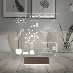 Kimyager Kimya Öğretmeni Hediye Kişiye Özel 3D Lamba - Masa Gece Lambası