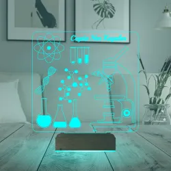 Kimyager Kimya Öğretmeni Hediye Kişiye Özel 3D Lamba - Masa Gece Lambası