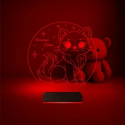 Çocuk Odası Hediye Kedi Kedicik Tasarım Kişiye Özel 3D Lamba - Masa Gece Lambası