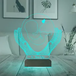 Doğum Doktoru Anne Bebek Kalp Tasarım Kişiye Özel 3D Lamba - Masa Gece Lambası