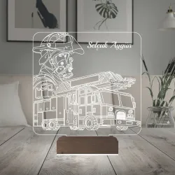 İtfaiye İtfaiyeci Hediye Kişiye Özel 3D Lamba - Masa Gece Lambası