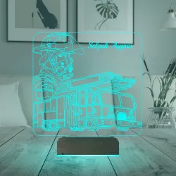 İtfaiye İtfaiyeci Hediye Kişiye Özel 3D Lamba - Masa Gece Lambası