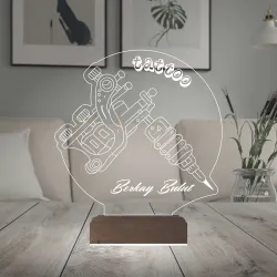 Tattoo Tato Dövmeci Dövme Sanatçısı Hediye Kişiye Özel 3D Lamba - Masa Gece Lambası