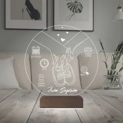 Yeni Doğan Bebek Hediye Kişiye Özel 3D Lamba - Masa Gece Lambası
