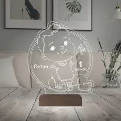 Yeni Doğan Erkek Bebek Hediye Kişiye Özel 3D Lamba - Masa Gece Lambası