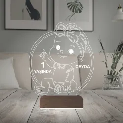 Yeni Doğan Kız Bebek Hediye Kişiye Özel 3D Lamba - Masa Gece Lambası