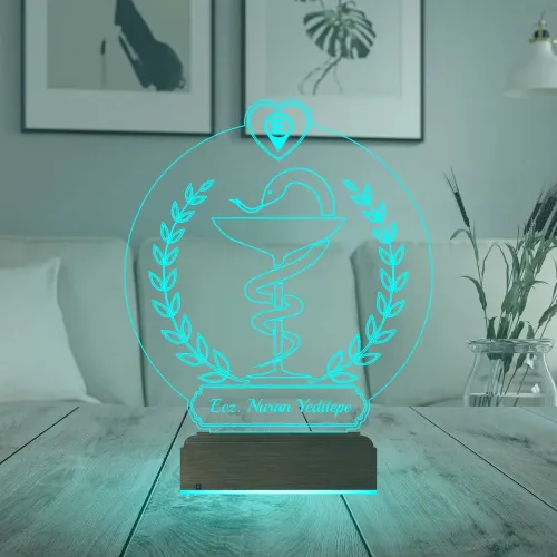 Eczane Logolu Eczacı Hediye Kişiye Özel 3D Lamba - Masa Gece Lambası