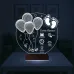 Bebek Odası Hediye Balonlu Doğum Hediyesi Kişiye Özel 3D Lamba - Masa Gece Lambası