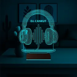 Dj Hediye Kulaklık Müzik Kişiye Özel 3D Lamba - Masa Gece Lambası