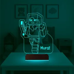 Çocuk Odası Hediye Robot Çizgi Film Tasarım Kişiye Özel 3D Lamba - Masa Gece Lambası