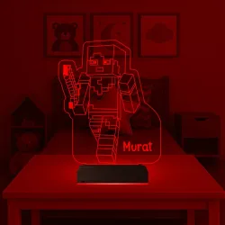 Çocuk Odası Hediye Robot Çizgi Film Tasarım Kişiye Özel 3D Lamba - Masa Gece Lambası