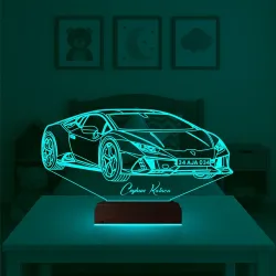 Plakalı Spor Araba Otomobil Tasarım Kişiye Özel 3D Lamba - Masa Gece Lambası