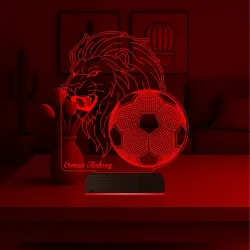 Aslan Futbol Topu Taraftar Hediye Cimbom Kişiye Özel 3D Lamba - Masa Gece Lambası