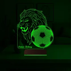 Aslan Futbol Topu Taraftar Hediye Cimbom Kişiye Özel 3D Lamba - Masa Gece Lambası