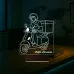 Kurye Hediye Paket Servis Motosiklet Moto Kurye Kişiye Özel 3D Lamba - Masa Gece Lambası
