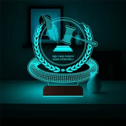 Hukuk Hukukçu Hakim Tokmak Kişiye Özel 3D Lamba - Masa Gece Lambası