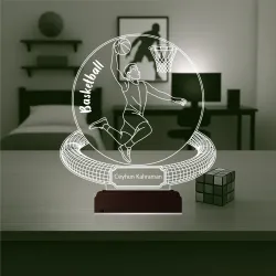 Basketbol Basketbolcu Hediye Kişiye Özel 3D Lamba - Masa Gece Lambası