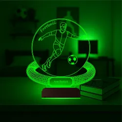 Futbolcu Hediye Futbol Tasarım Kişiye Özel 3D Lamba - Masa Gece Lambası