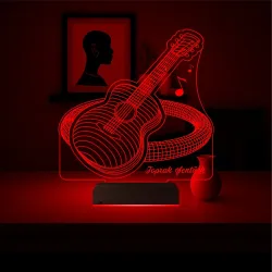 Klasik Gitar Enstrüman Gitarist Hediye Kişiye Özel 3D Lamba - Masa Gece Lambası