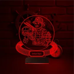 İtfaiye İtfaiyeci Hediye Kişiye Özel 3D Lamba - Masa Gece Lambası