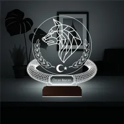 Kurt Ay Yıldız Tasarım Kişiye Özel 3D Lamba - Masa Gece Lambası