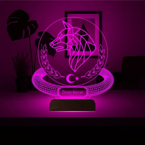 Kurt Ay Yıldız Tasarım Kişiye Özel 3D Lamba - Masa Gece Lambası