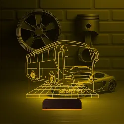 Otobüs Şoför Hediye Kişiye Özel 3D Lamba - Masa Gece Lambası