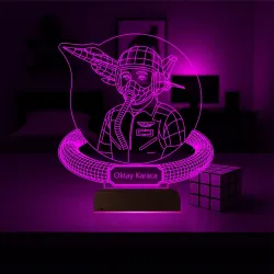 Savaş Uçağı Uçak Pilot Kişiye Özel 3D Lamba - Masa Gece Lambası