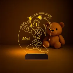 Çocuk Odası Çizgi Film Sonic Kişiye Özel 3D Lamba - Masa Gece Lambası