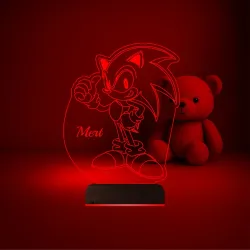 Çocuk Odası Çizgi Film Sonic Kişiye Özel 3D Lamba - Masa Gece Lambası