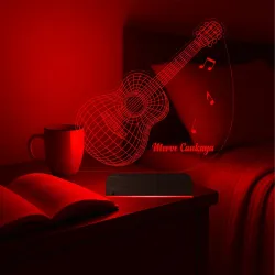 Gitar Gitarist Müzisyen Hediyesi Kişiye Özel 3D Lamba - Masa Gece Lambası