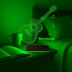 Gitar Gitarist Müzisyen Hediyesi Kişiye Özel 3D Lamba - Masa Gece Lambası