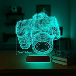 Fotoğraf Makinesi Fotoğrafçı Blogger Hediye Kişiye Özel 3D Lamba - Masa Gece Lambası