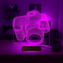 Fotoğraf Makinesi Fotoğrafçı Blogger Hediye Kişiye Özel 3D Lamba - Masa Gece Lambası